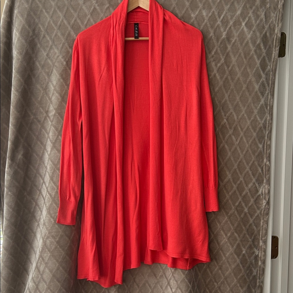 Women's Orange Open Front Cardigan